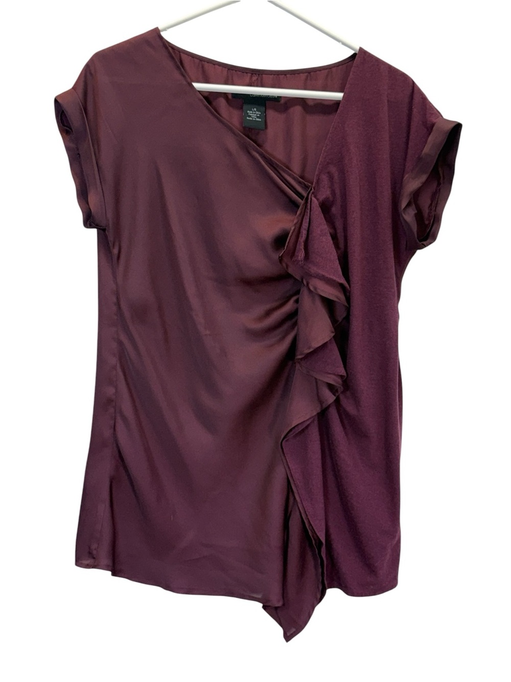 Calvin Klein Jeans Plum Ruffle-Front Short Sleeve Blouse
Size L